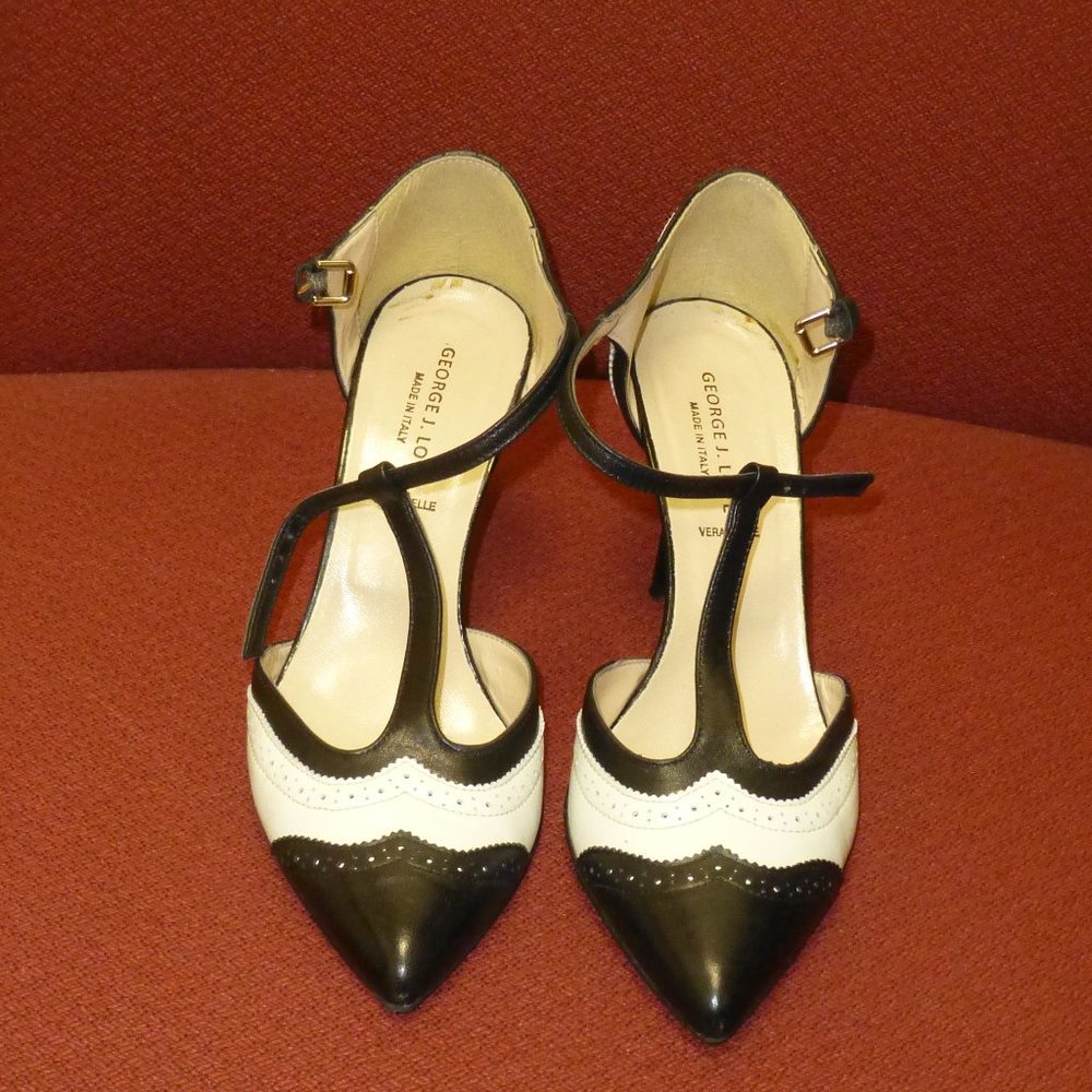 High Hill Oxford Leather Shoes Black & White